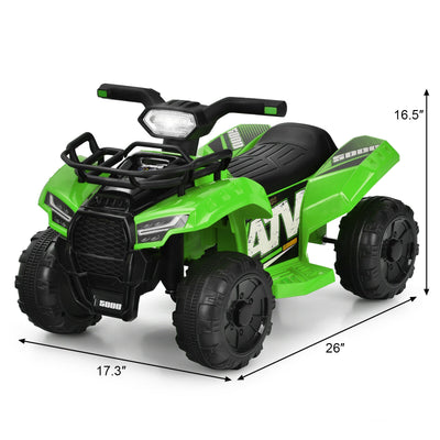 6V Kids ATV Quad Electric Ride On Car with LED Light and MP3-Green