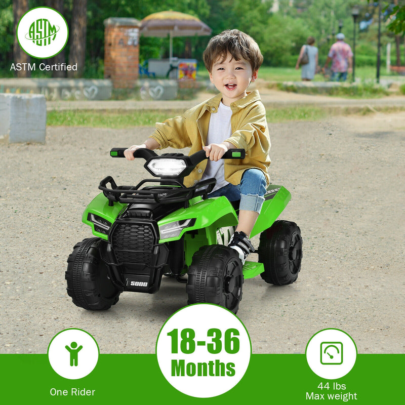 6V Kids ATV Quad Electric Ride On Car with LED Light and MP3-Green