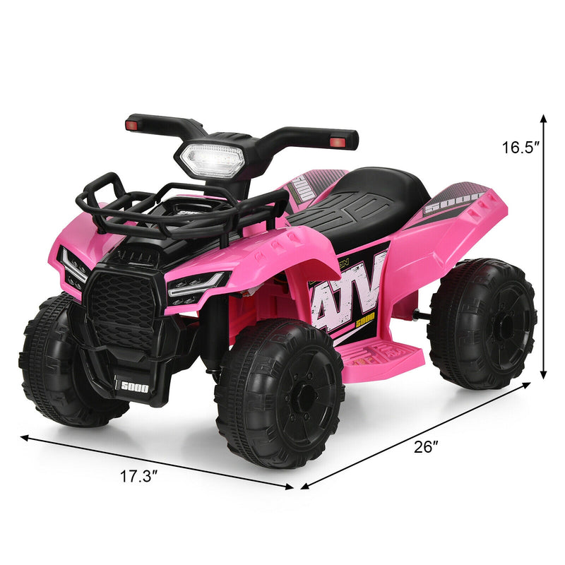 6V Kids ATV Quad Electric Ride On Car with LED Light and MP3-Pink