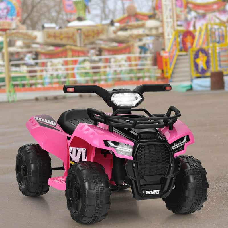 6V Kids ATV Quad Electric Ride On Car with LED Light and MP3-Pink