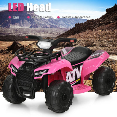 6V Kids ATV Quad Electric Ride On Car with LED Light and MP3-Pink