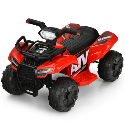 6V Kids ATV Quad Electric Ride On Car with LED Light and MP3-Red