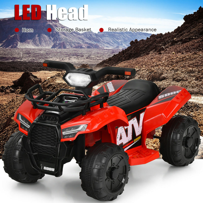 6V Kids ATV Quad Electric Ride On Car with LED Light and MP3-Red