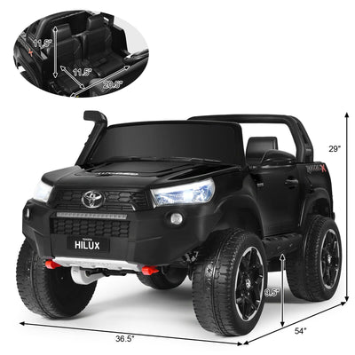 2*12V Licensed Toyota Hilux Ride On Truck Car 2-Seater 4WD with Remote Painted Black