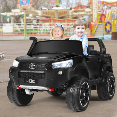 2*12V Licensed Toyota Hilux Ride On Truck Car 2-Seater 4WD with Remote Painted Black