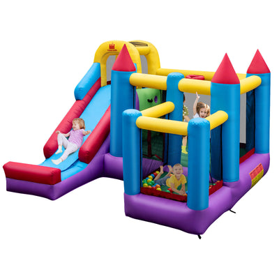 5-in-1 Inflatable Bounce House with 735W Blower and 50 Ocean Balls