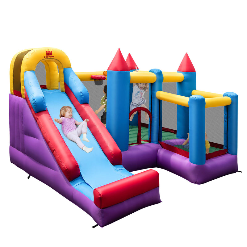 5-in-1 Inflatable Bounce House with 735W Blower and 50 Ocean Balls