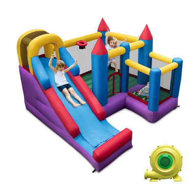 5-in-1 Inflatable Bounce House with 735W Blower and 50 Ocean Balls