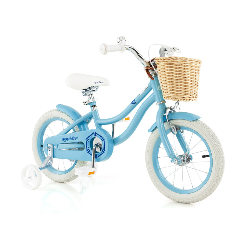 14-Inch Kids Bike with Training Wheels and Adjustable Handlebar Seat-Blue