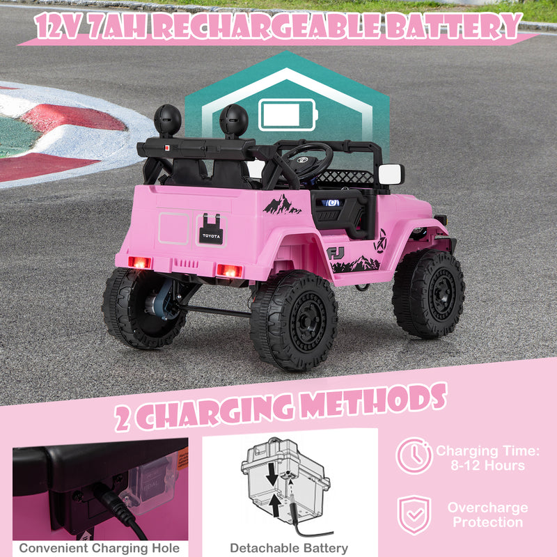 12V 7Ah Licensed Toyota FJ Cruiser Electric Car with Remote Control-Pink