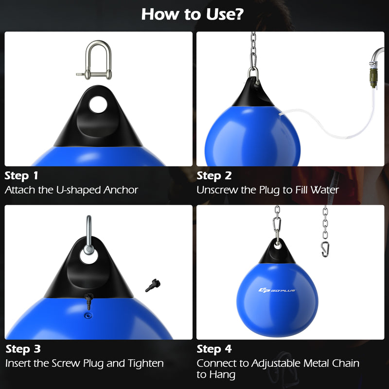 21 Inch Water Punching Bag with Adjustable Metal Chain-Blue