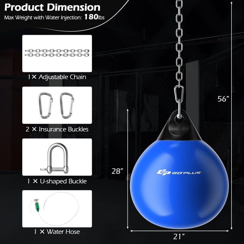 21 Inch Water Punching Bag with Adjustable Metal Chain-Blue