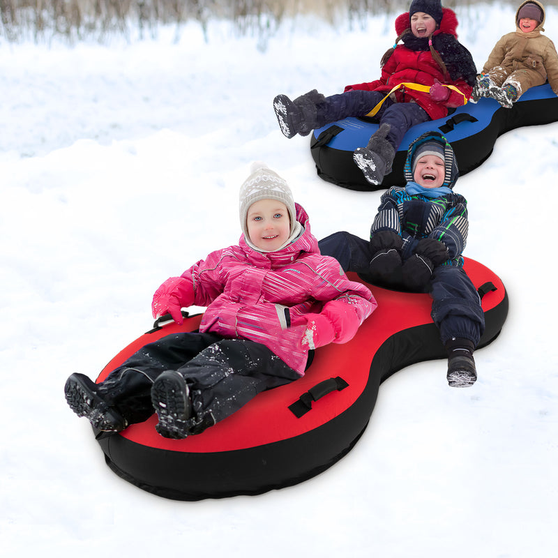 80 Inch 2-Person Inflatable Snow Sled for Kids and Adults-Red