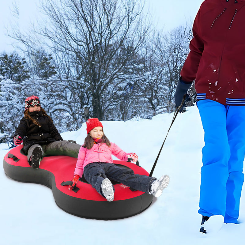 80 Inch 2-Person Inflatable Snow Sled for Kids and Adults-Red