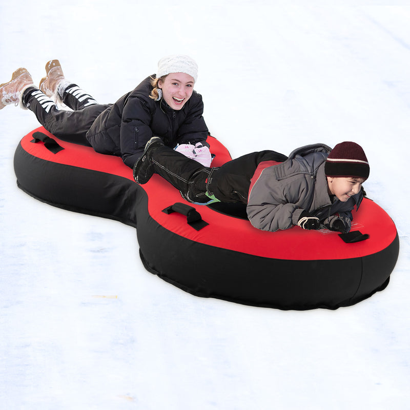 80 Inch 2-Person Inflatable Snow Sled for Kids and Adults-Red