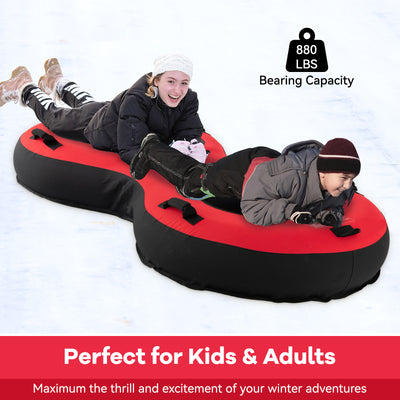 80 Inch 2-Person Inflatable Snow Sled for Kids and Adults-Red