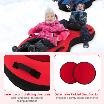 80 Inch 2-Person Inflatable Snow Sled for Kids and Adults-Red