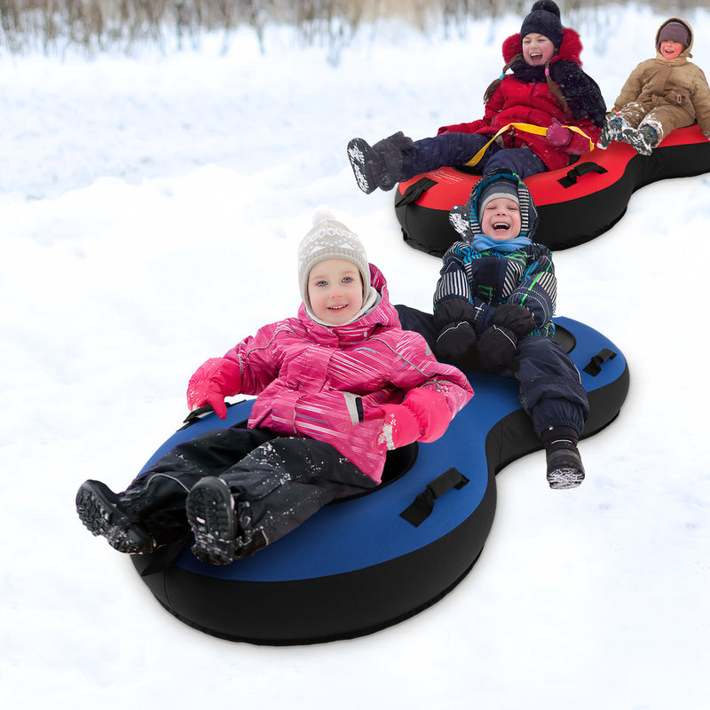 80 Inch 2-Person Inflatable Snow Sled for Kids and Adults-Blue