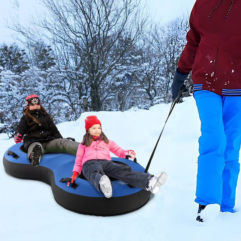 80 Inch 2-Person Inflatable Snow Sled for Kids and Adults-Blue