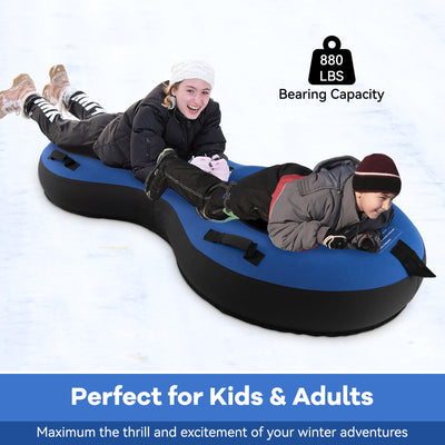 80 Inch 2-Person Inflatable Snow Sled for Kids and Adults-Blue