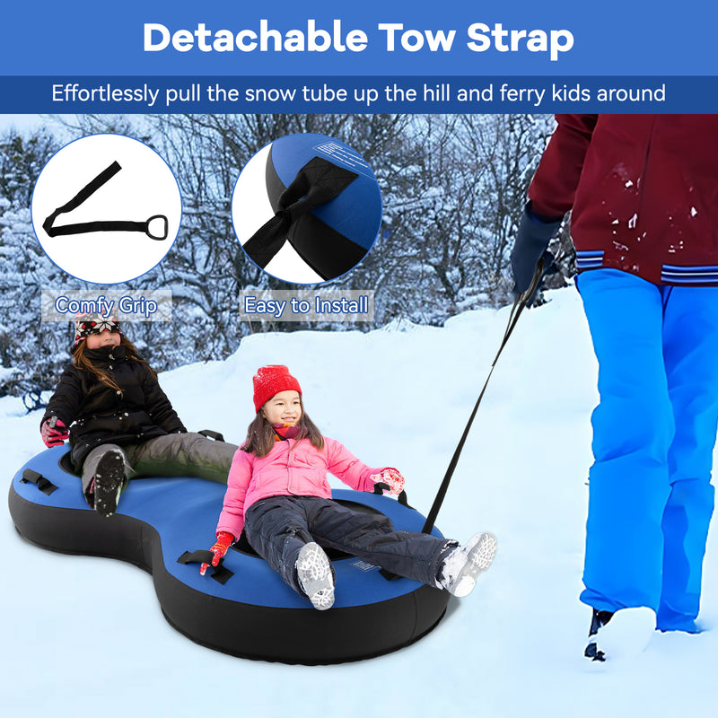 80 Inch 2-Person Inflatable Snow Sled for Kids and Adults-Blue