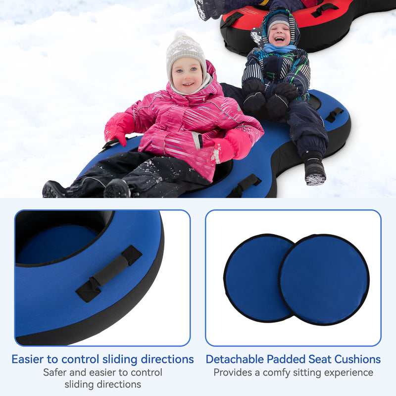 80 Inch 2-Person Inflatable Snow Sled for Kids and Adults-Blue