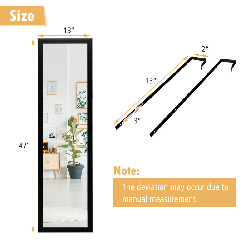 Full Length Wall Mounted Mirror with PS Frame and Explosion-proof Film-Black