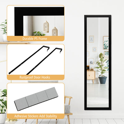 Full Length Wall Mounted Mirror with PS Frame and Explosion-proof Film-Black