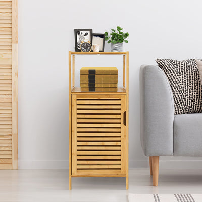 Bamboo Bathroom Storage Floor Cabinet with Shelf Corner Cabinet and Door