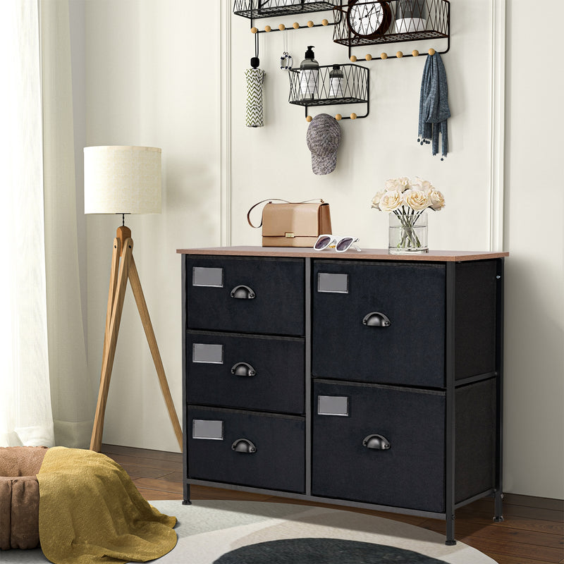 5-Drawer Storage Dresser for Bedroom Closet Entryway-Black