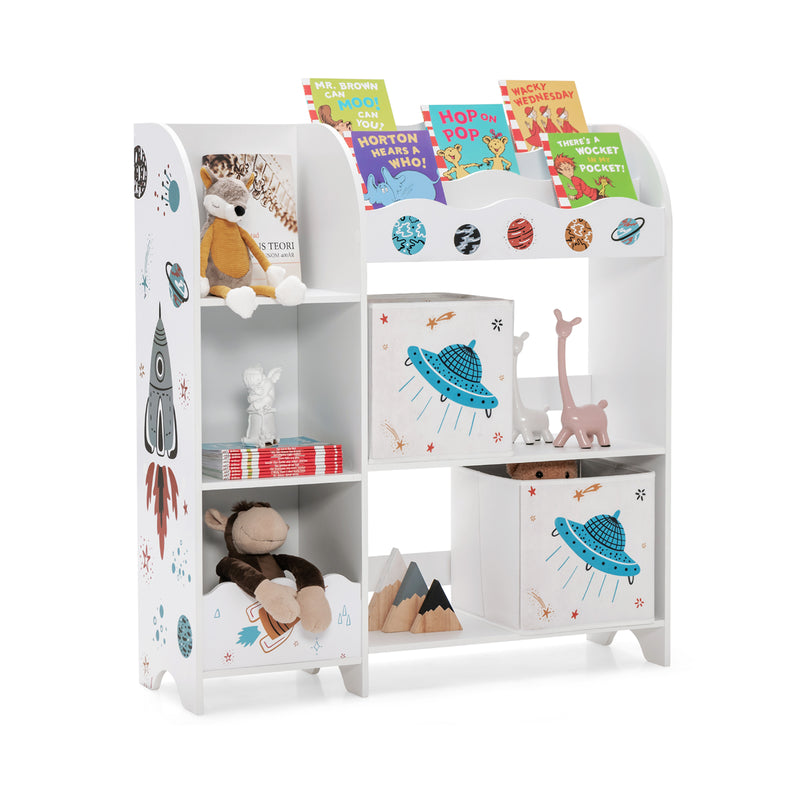 Kids Toy and Book Organizer Children Wooden Storage Cabinet with Storage Bins