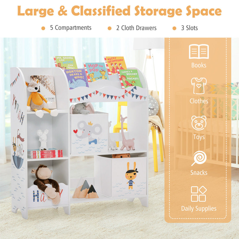 Wooden Children Storage Cabinet with Storage Bins