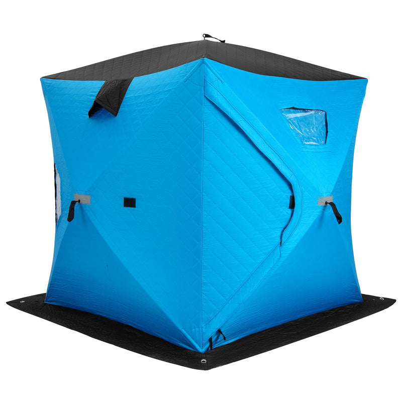 Portable 2 Person Ice Shanty with Cotton Padded Walls-Blue