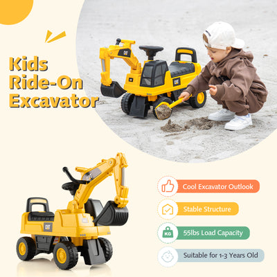 Licensed Caterpillar Kids Ride-On Digger-Yellow