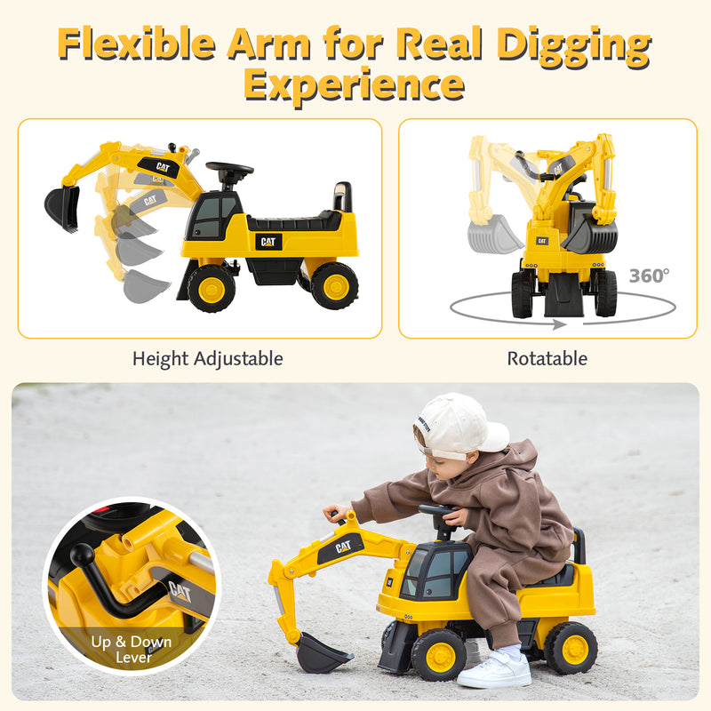 Licensed Caterpillar Kids Ride-On Digger-Yellow