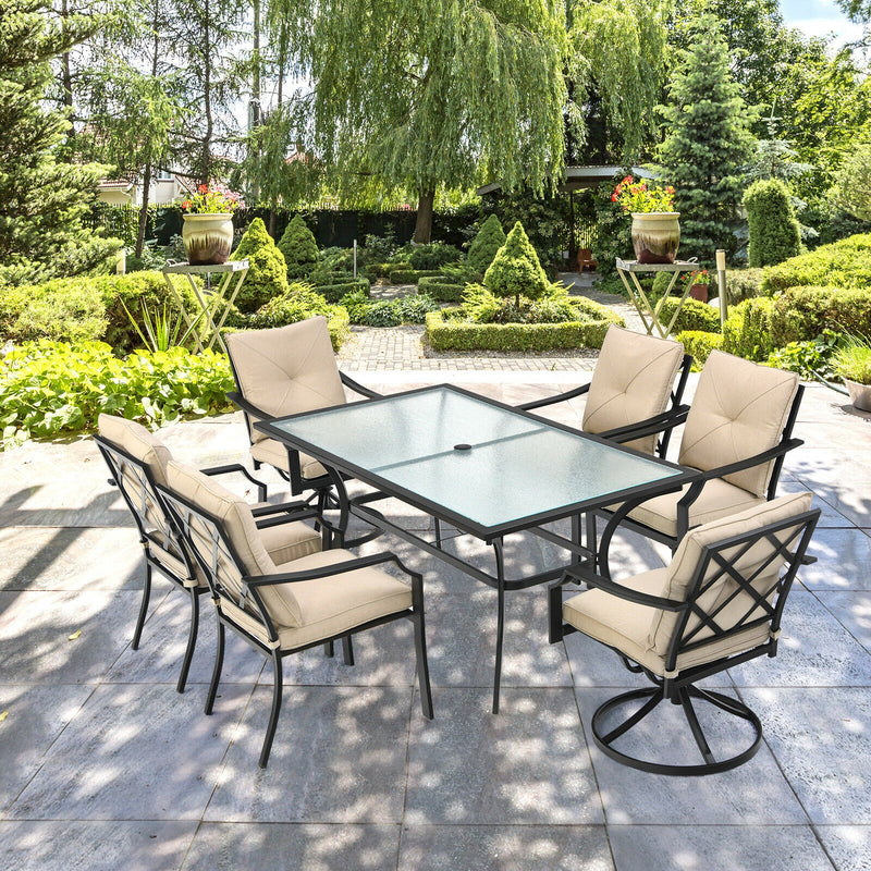 4 Pieces Outdoor Dining Set with Rustproof Steel Frame and Removable Cushions