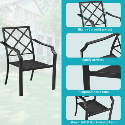 4 Pieces Outdoor Dining Set with Rustproof Steel Frame and Removable Cushions