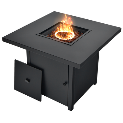 32 Inch 40000 BTU Propane Fire Pit Table with Lid and Fire Glass