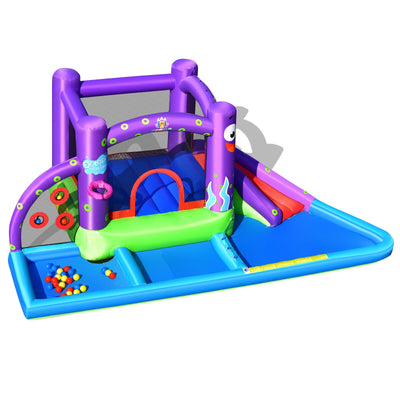 Inflatable Water Slide Park with Splash Pool and 750W Blower