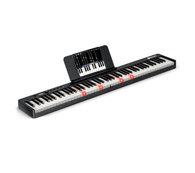 88-Key Folding Electric Lighted Piano Full-Size Portable Keyboard MIDI-Black