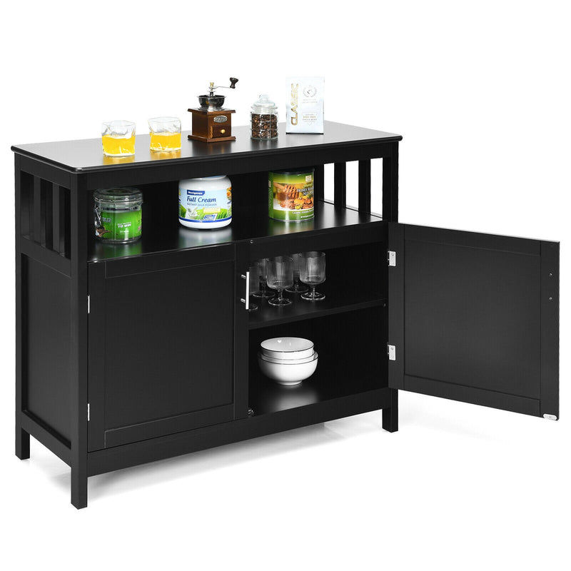 Kitchen Buffet Server Sideboard Storage Cabinet with 2 Doors and Shelf-Black