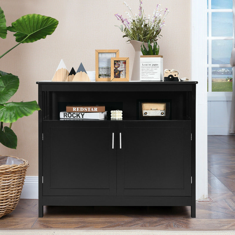 Kitchen Buffet Server Sideboard Storage Cabinet with 2 Doors and Shelf-Black