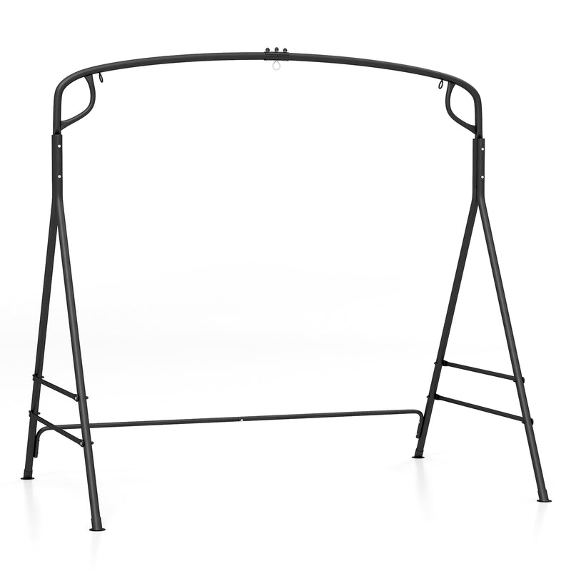 Outdoor Metal Swing Frame with Extra Side Bars-Black