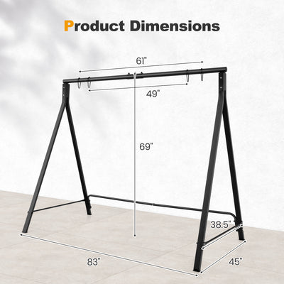 Patio Metal Swing Stand with A-Shaped Structure-Black