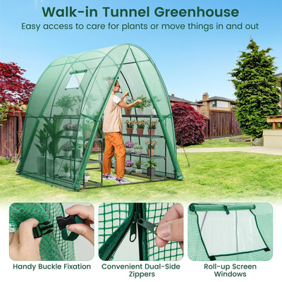 6 x 6 x 6.6 FT Outdoor Wall-in Tunnel Greenhouse-Green