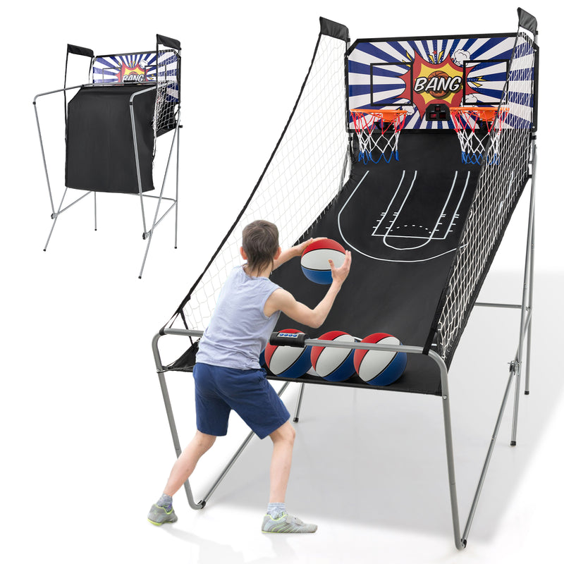 Dual Shot Basketball Arcade Game with 8 Game Modes and 4 Balls-White