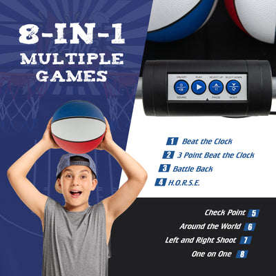 Dual Shot Basketball Arcade Game with 8 Game Modes and 4 Balls-White