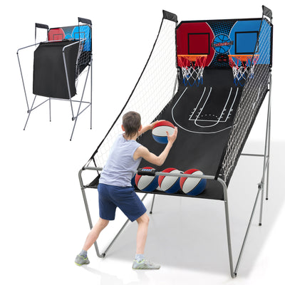 Dual Shot Basketball Arcade Game with 8 Game Modes and 4 Balls-Red