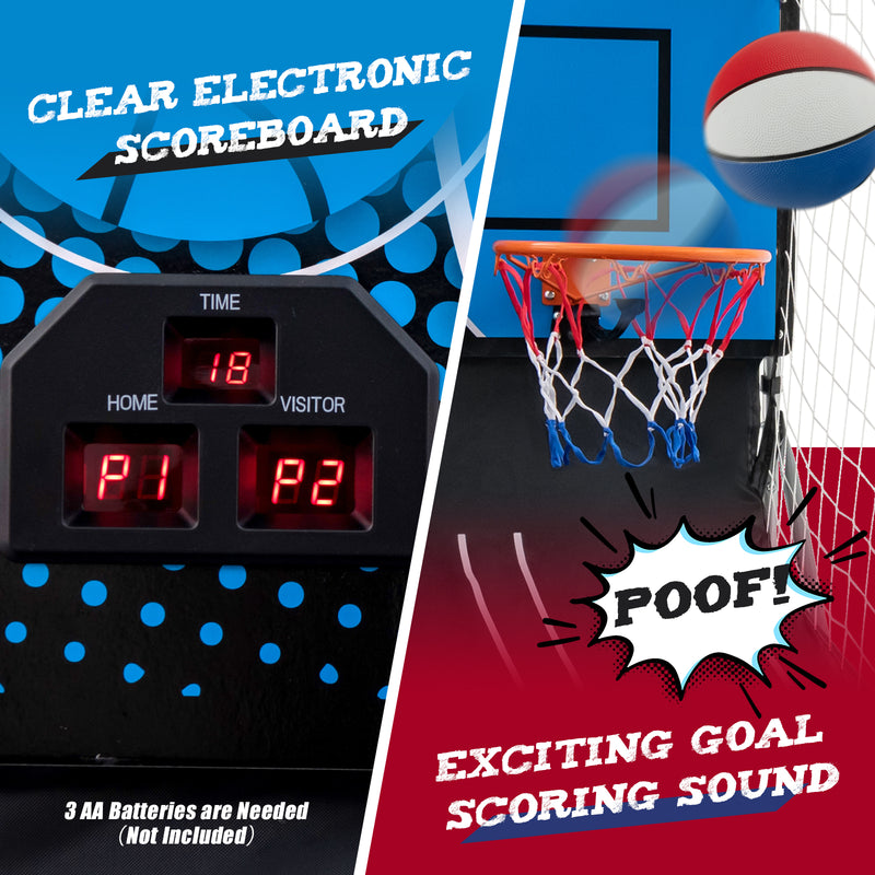 Dual Shot Basketball Arcade Game with 8 Game Modes and 4 Balls-Red