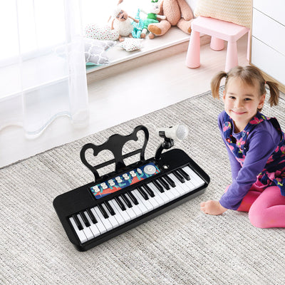 Kids Piano Keyboard 37-Key Kids Toy Keyboard Piano with Microphone for 3+ Kids-Black